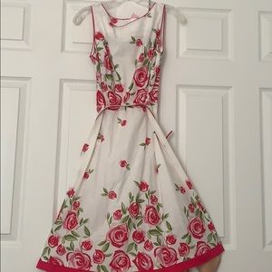 White Dress with Rose Pattern NWT